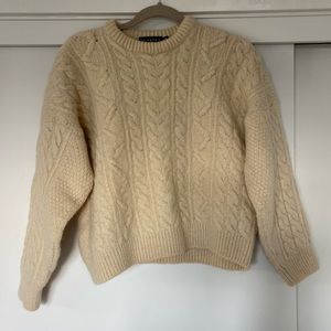 Vintage Cream Wool Fisherman Sweater
